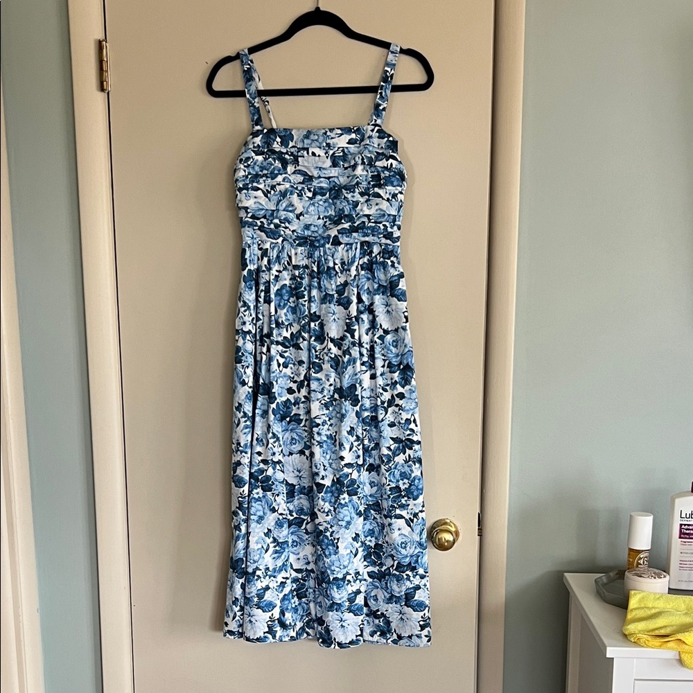 Abercrombie & Fitch Emerson Poplin Wide Strap Midi Dress
